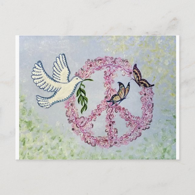 Peace Dove Butterflies Postcard (Front)
