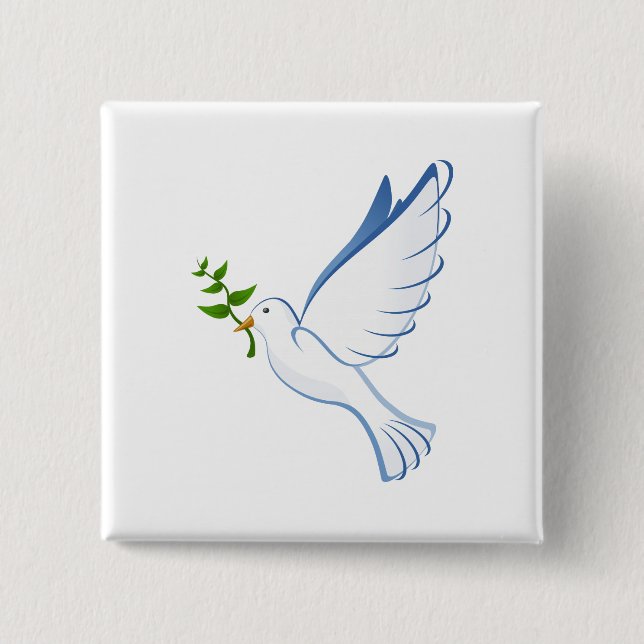 Peace dove cartoon 15 cm square badge (Front)