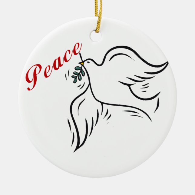 Peace Dove Ceramic Tree Decoration (Front)