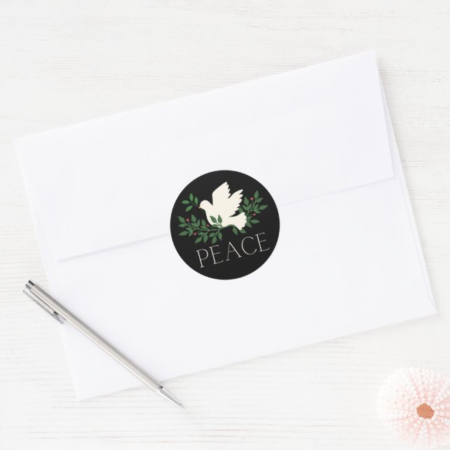 Peace Dove Christmas Holiday Classic Round Sticker (Envelope)