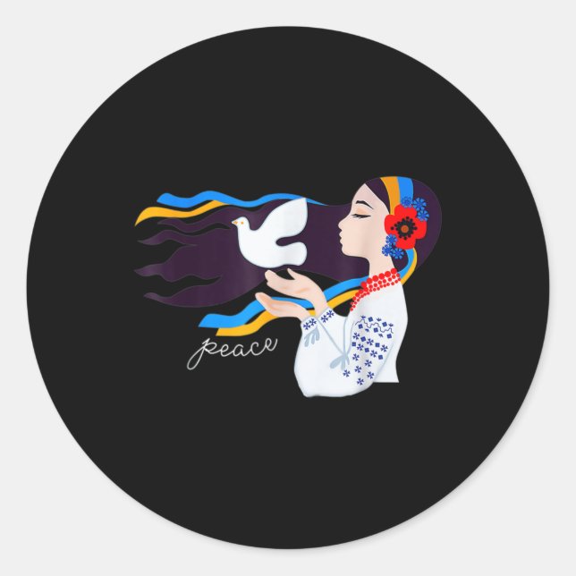 peace dove girl Support Ukraine Stand With Ukraini Classic Round Sticker (Front)