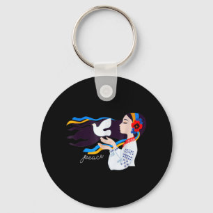 peace dove girl Support Ukraine Stand With Ukraini Key Ring