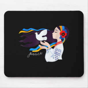 peace dove girl Support Ukraine Stand With Ukraini Mouse Mat