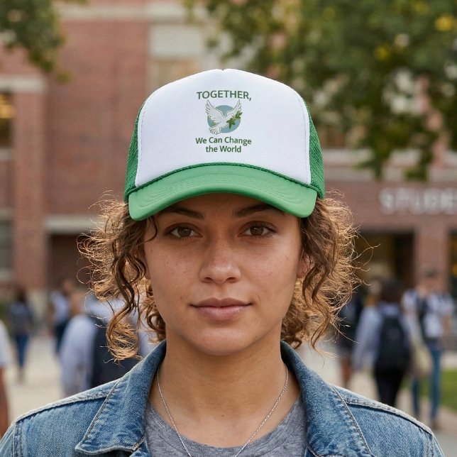 Peace Dove Globe: Together We Can Change The World Trucker Hat (Creator Uploaded)