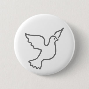 Peace Dove Grey 6 Cm Round Badge