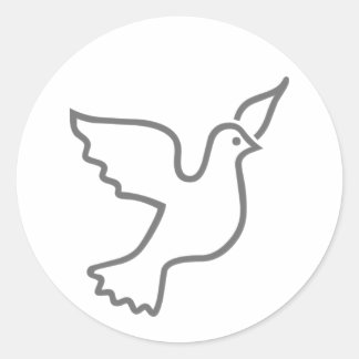 Peace Dove Grey Classic Round Sticker