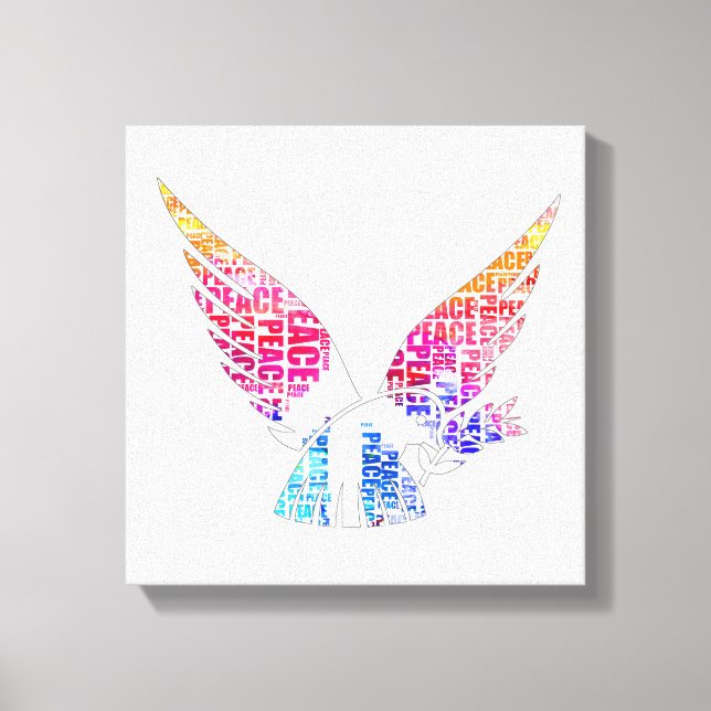 Peace Dove. Harmony Hippie Watercolor Canvas Print (Front)