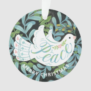 Peace Dove Illustrated Christmas Ornament
