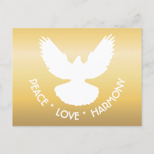 Peace Dove in Flight White on Gold Simply Elegant Postcard