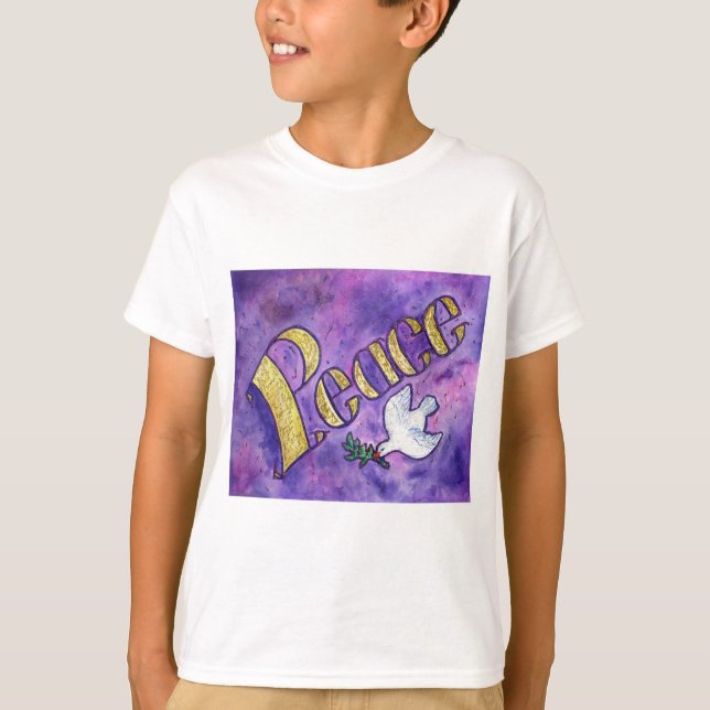 Peace Dove Inspirational Word Art T-shirts (Front)