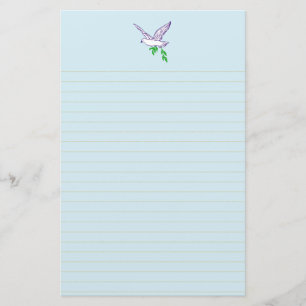 Peace Dove Olive Brance Golden Lined Stationery