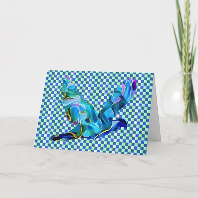 Peace Dove On Checks Abstract Art Note Card (Front)
