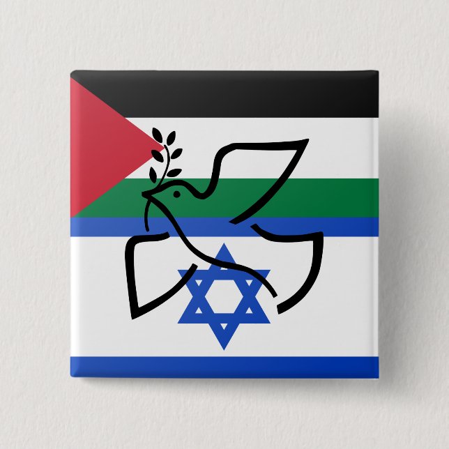 Peace Dove over Israel Palestine 15 Cm Square Badge (Front)