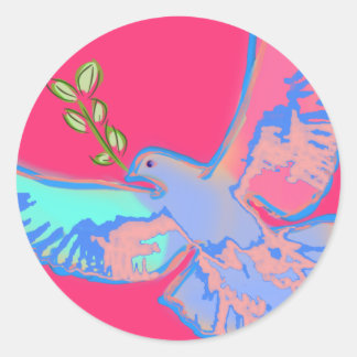 Peace dove Pop art in hot pink Classic Round Sticker
