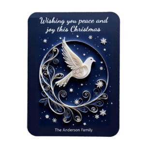 Peace Dove Pretty Faux Papercraft Christmas Magnet