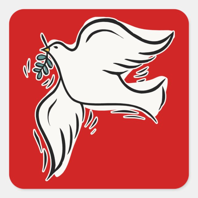 Peace Dove Square Sticker (Front)