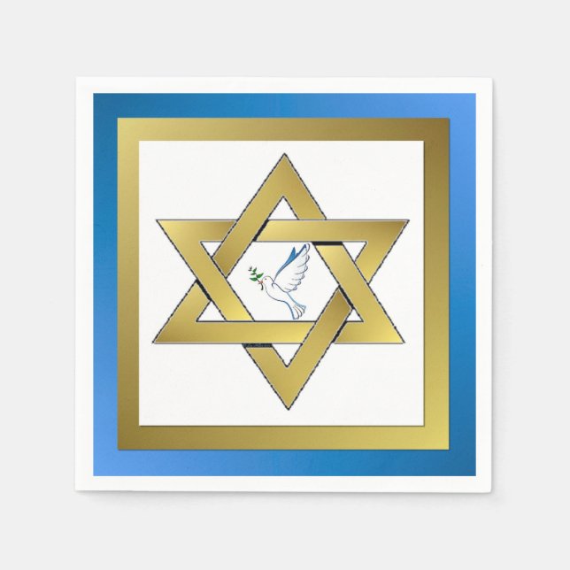 Peace Dove Star Of David Paper Napkin (Front)