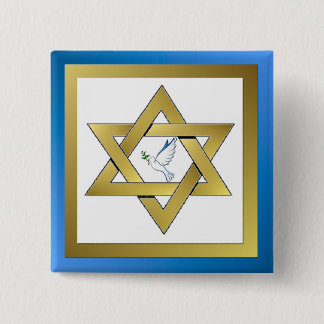 Peace Dove Star Of David Square Button