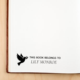 Peace Dove This Book Belongs To Elegant Name Self-inking Stamp
