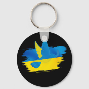 Peace dove ukraine flag blue and yellow key ring