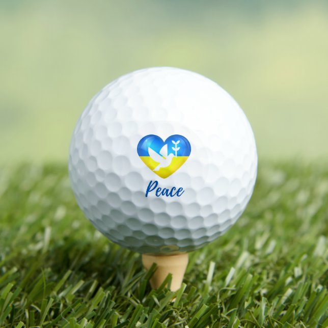 Peace Dove Ukraine Flag Heart  Golf Balls (Insitu Tee)
