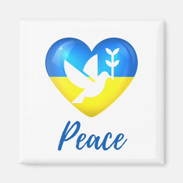 Peace Dove Ukraine Flag Heart  Magnet (Front)