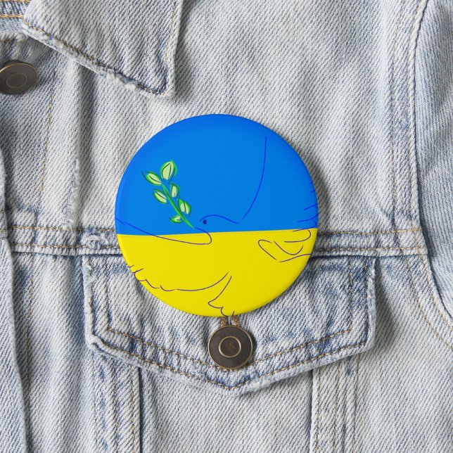 Peace dove ukraine handpainted 3 cm round badge (Creator Uploaded)