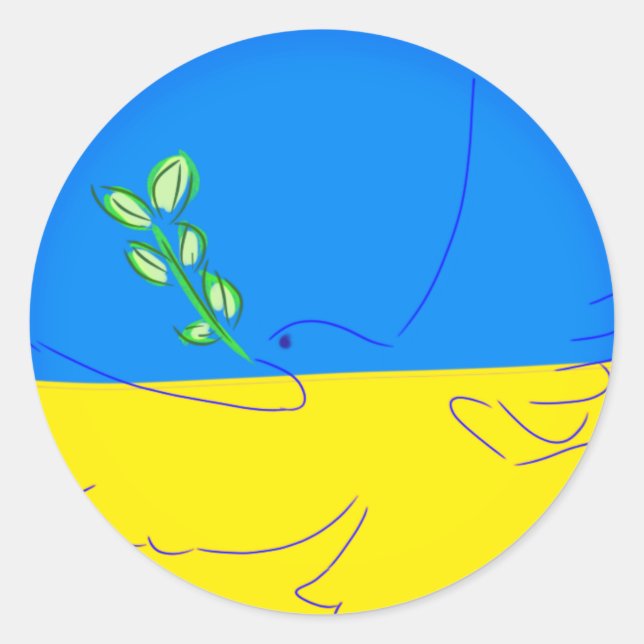 Peace dove ukraine handpainted classic round sticker (Front)