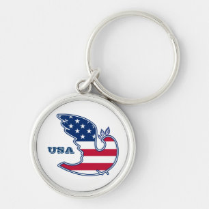 Peace Dove. USA Patriotic Gift Keychains