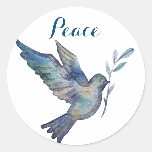 Peace Dove, Watercolor Look Classic Round Sticker (Front)