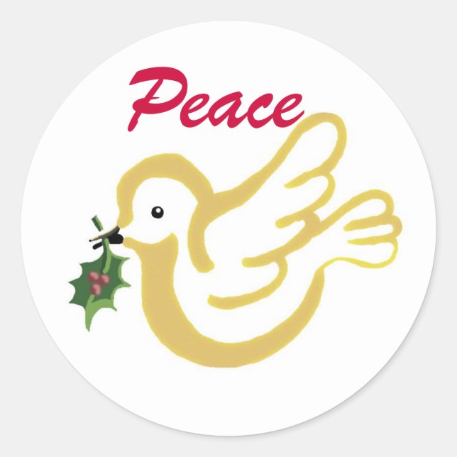 Peace dove with a Christmas wish Classic Round Sticker (Front)