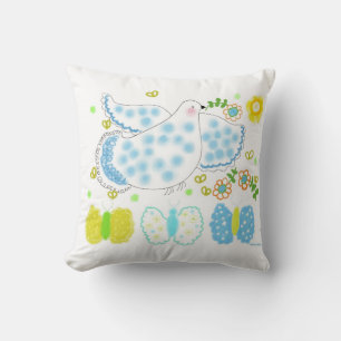 Peace Dove with butterflies and flowers Cushion