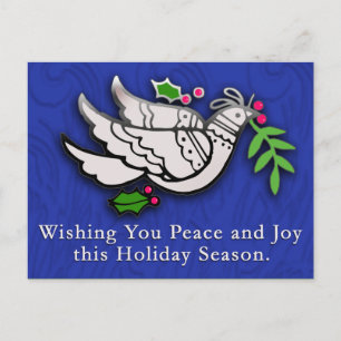 Peace Dove with Holly Cards, Postcards, Stickers Holiday Postcard