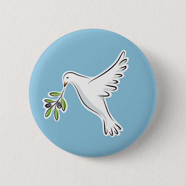 Peace dove with olive branch 6 cm round badge (Front)