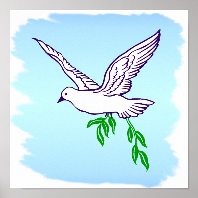 Peace Dove with Olive Branch Art Print (Front)