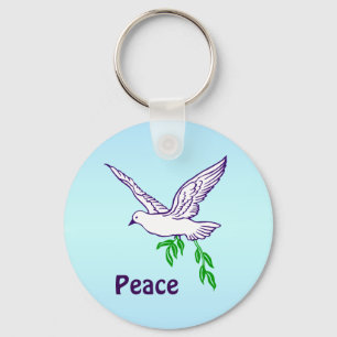 Peace Dove with Olive Branch Custom Keychain