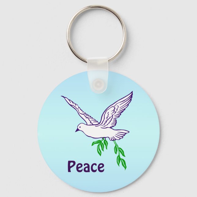Peace Dove with Olive Branch Custom Keychain (Front)