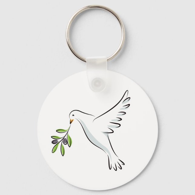 Peace dove with olive branch key ring (Front)