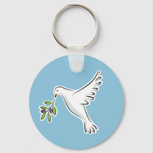 Peace dove with olive branch key ring