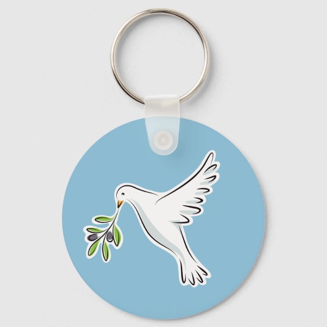 Peace dove with olive branch key ring (Front)