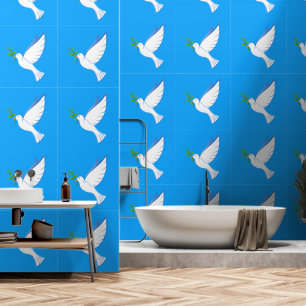 Peace Dove with Olive Branch on Blue Sky Wallpaper