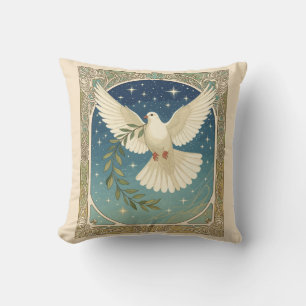 Peace Dove With Olive Sprig Decor  Cushion