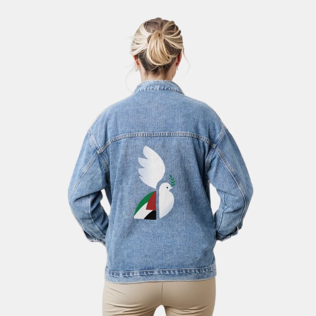 Peace Dove with Palestinian Flag Denim Jacket (Model)
