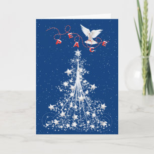 Peace Dove With Star Christmas Tree Holiday Card