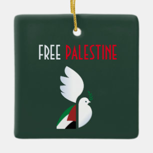 peace dove with the Palestinian flag Ceramic Ornament