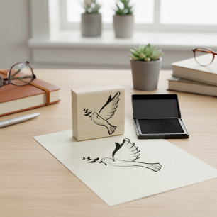 Peace Dove Wood Art  Rubber Stamp