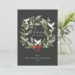 Peace Doves and bow Merry Christmas Holiday Card