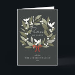 Peace Doves and bow Merry Christmas Holiday Card<br><div class="desc">A classic Christmas card featuring hand painted Doves,  holly,  berries and a festive bow.</div>