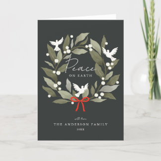 Peace Doves and bow Merry Christmas Holiday Card