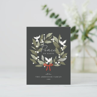 Peace Doves and bow Merry Christmas Holiday Postcard